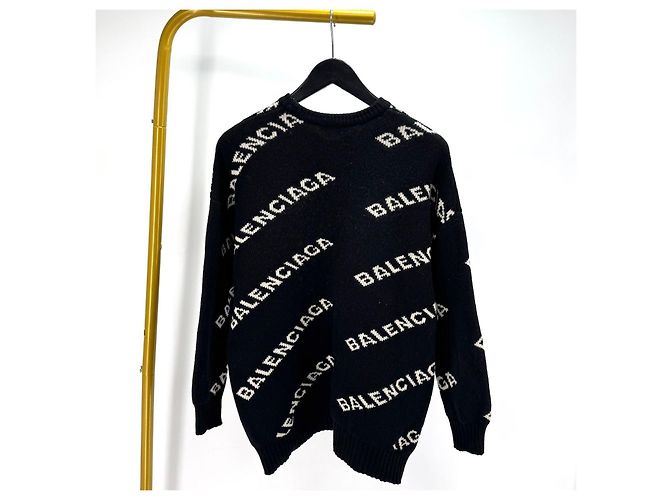 Balenciaga Multi-Logo Strickpullover Black - Ansicht 3