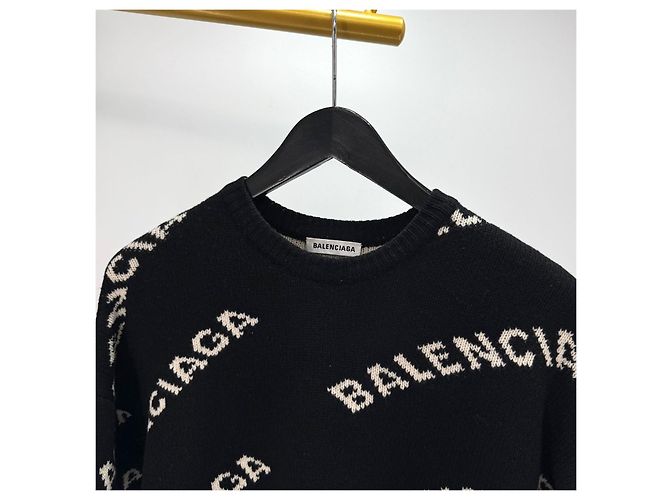 Balenciaga Multi-Logo Strickpullover Black - Ansicht 5
