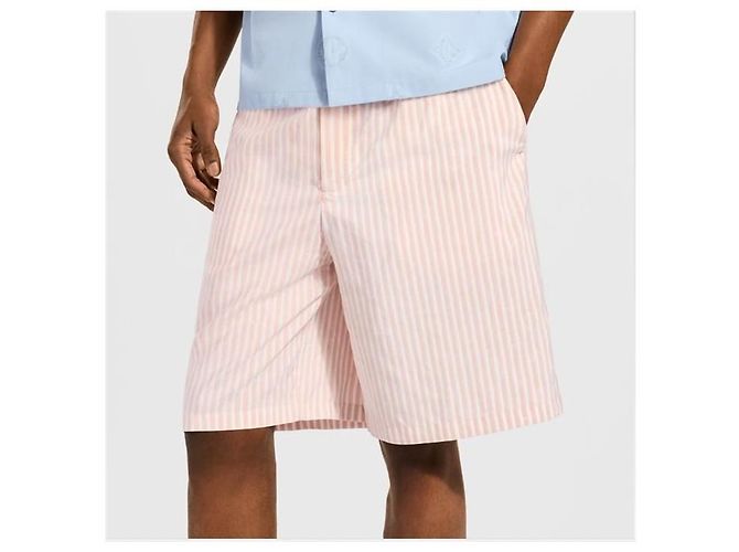 Louis Vuitton Pantaloncini in seta a righe monogram - vista 3