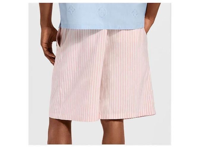Louis Vuitton Pantaloncini in seta a righe monogram - vista 4