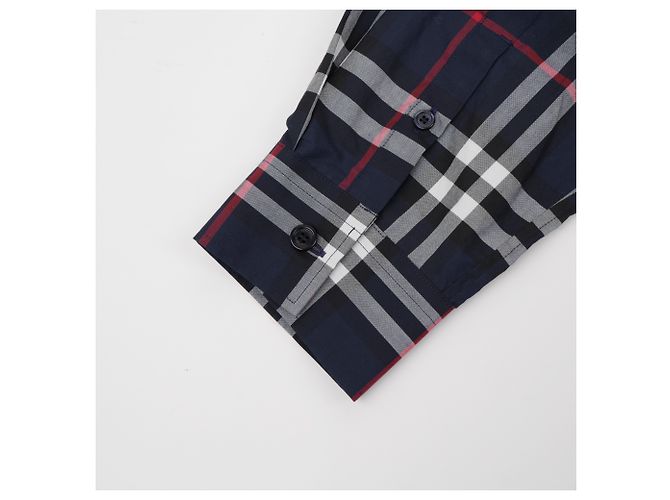 Burberry Camicia in popeline di cotone a quadri Navy - vista 12