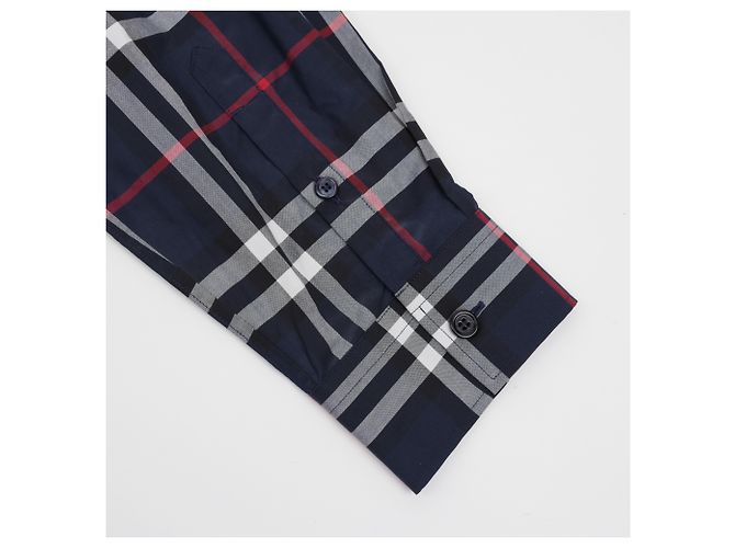 Burberry Camicia in popeline di cotone a quadri Navy - vista 13