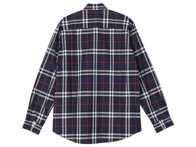 Burberry Camicia in popeline di cotone a quadri Navy - vista 2