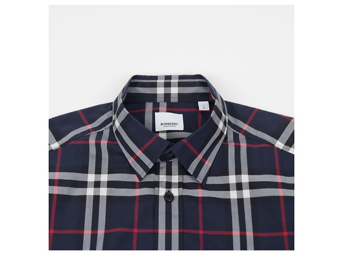 Burberry Camicia in popeline di cotone a quadri Navy - vista 3