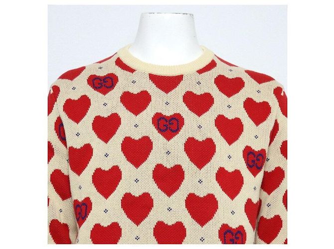 Gucci Herren Strickpullover aus Wolle mit Logo und Herzmuster - Ansicht 2