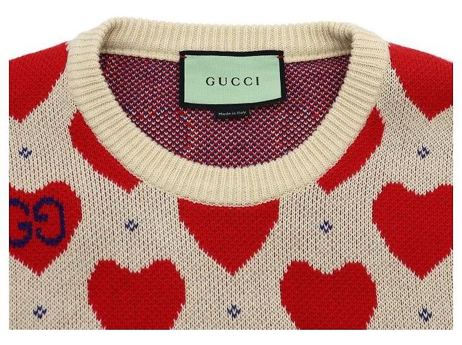 Gucci Herren Strickpullover aus Wolle mit Logo und Herzmuster - Ansicht 5