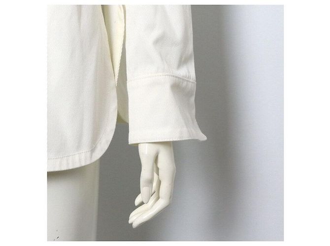 Fendi Chaqueta de algodón blanco para mujer con cinturón logo FF - vista 3
