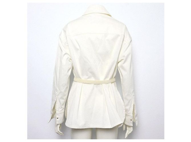 Fendi Chaqueta de algodón blanco para mujer con cinturón logo FF - vista 4