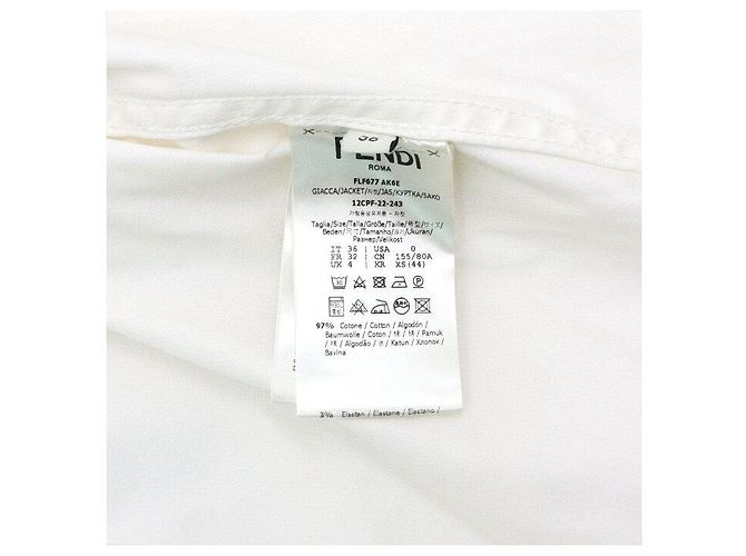 Fendi Chaqueta de algodón blanco para mujer con cinturón logo FF - vista 7