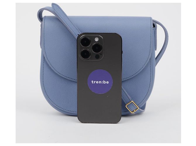 Céline Borsa a tracolla Trotter in pelle blu pastel - vista 19