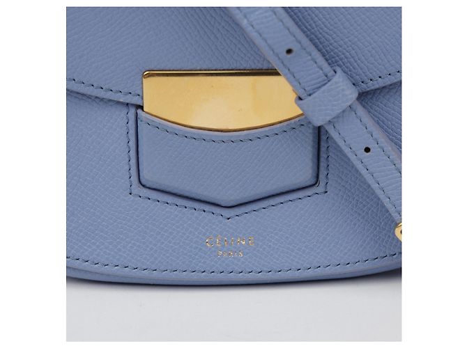 Céline Borsa a tracolla Trotter in pelle blu pastel - vista 2