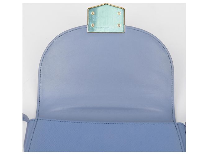 Céline Borsa a tracolla Trotter in pelle blu pastel - vista 21