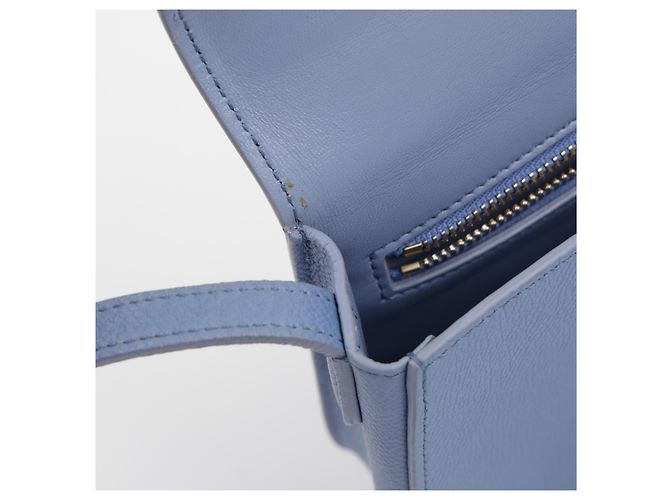 Céline Borsa a tracolla Trotter in pelle blu pastel - vista 24