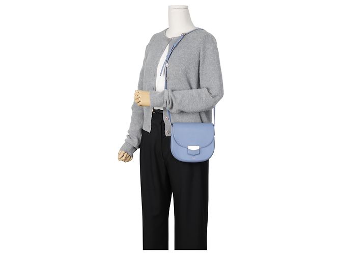 Céline Borsa a tracolla Trotter in pelle blu pastel - vista 25