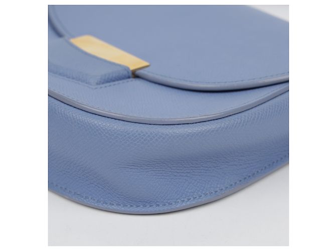 Céline Borsa a tracolla Trotter in pelle blu pastel - vista 8