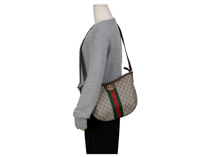 Gucci Borsa a tracolla hobo Ophidia GG Supreme Canvas Brown - vista 11