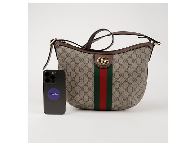 Gucci Borsa a tracolla hobo Ophidia GG Supreme Canvas Brown - vista 8