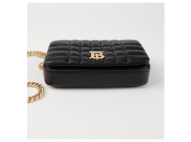 Burberry Mini Borsa Rolla in Pelle Matelassé Nera - vista 5