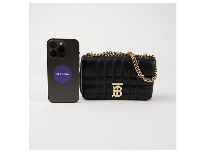Burberry Mini Borsa Rolla in Pelle Matelassé Nera - vista 6