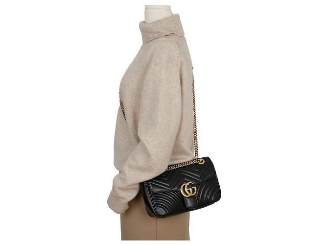 Gucci Borsa a tracolla GG Marmont Small Matelassé Nera - vista 18