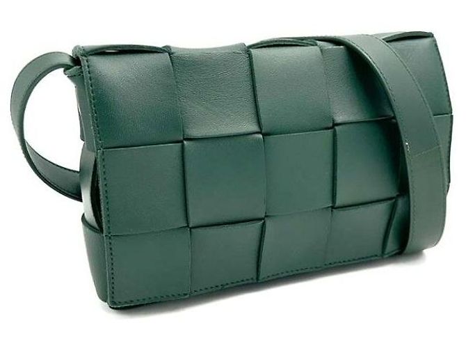 Borsa Bottega Veneta Cassette in mesh verde - vista 3