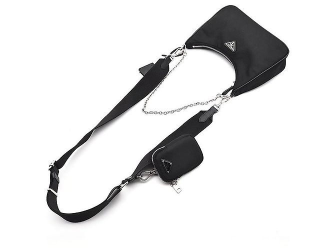 Prada Borsa Hobo Reedition in nylon con tracolla a catena - vista 4
