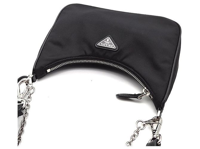 Prada Borsa Hobo Reedition in nylon con tracolla a catena - vista 6