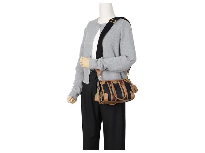 Gucci Mini borsa tote a tracolla e manico Marrone Nero - vista 29