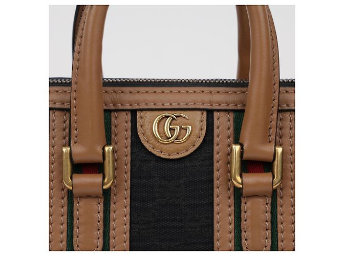Gucci Mini borsa tote a tracolla e manico Marrone Nero - vista 3