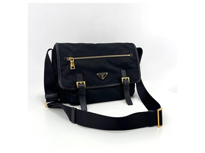 Prada Borsa Messenger Crossbody in Nylon con Logo Triangle Nero - vista 3