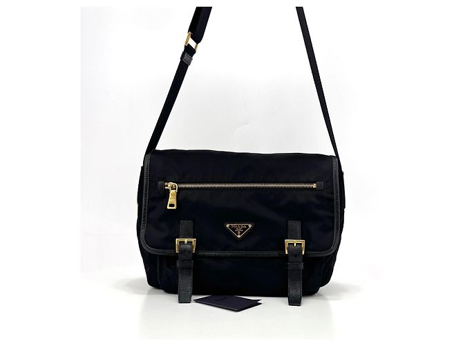 Prada Borsa Messenger Crossbody in Nylon con Logo Triangle Nero - vista 5