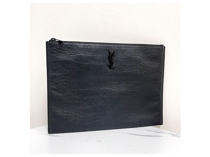 Autre Marque Clutch in pelle nera - vista 3