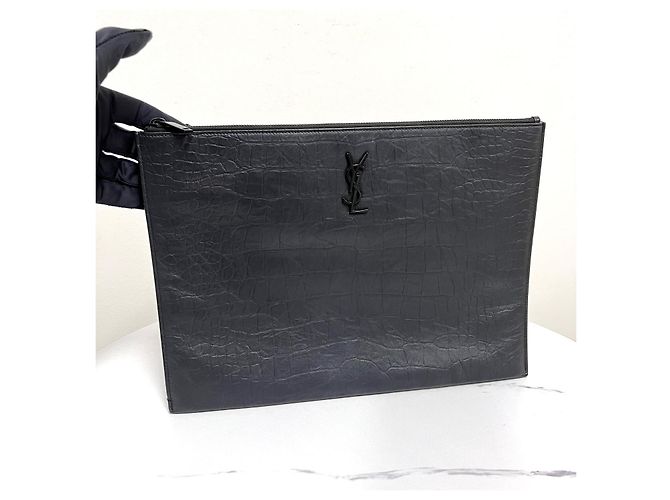 Autre Marque Clutch in pelle nera - vista 4