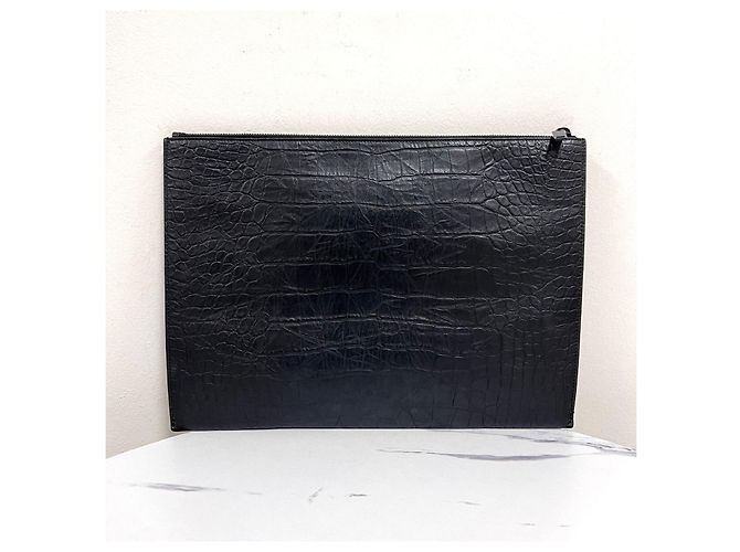 Autre Marque Clutch in pelle nera - vista 5