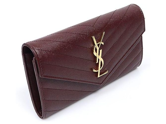 Autre Marque Large Monogram Flap Wallet Burgundy - Ansicht 2