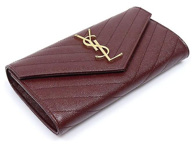 Autre Marque Large Monogram Flap Wallet Burgundy - Ansicht 3