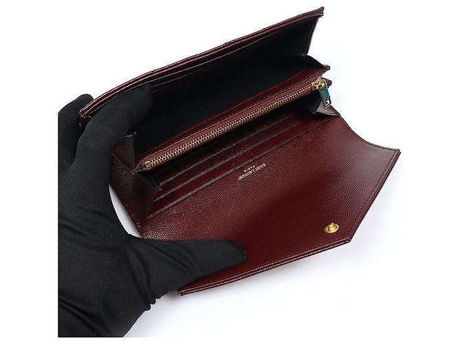 Autre Marque Large Monogram Flap Wallet Burgundy - Ansicht 4