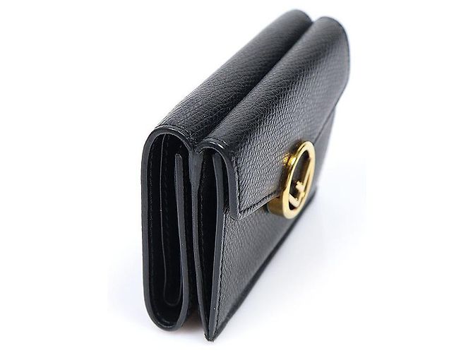 Fendi Micro Portafoglio Mini Trifold in Pelle Nera con Logo FF - vista 2