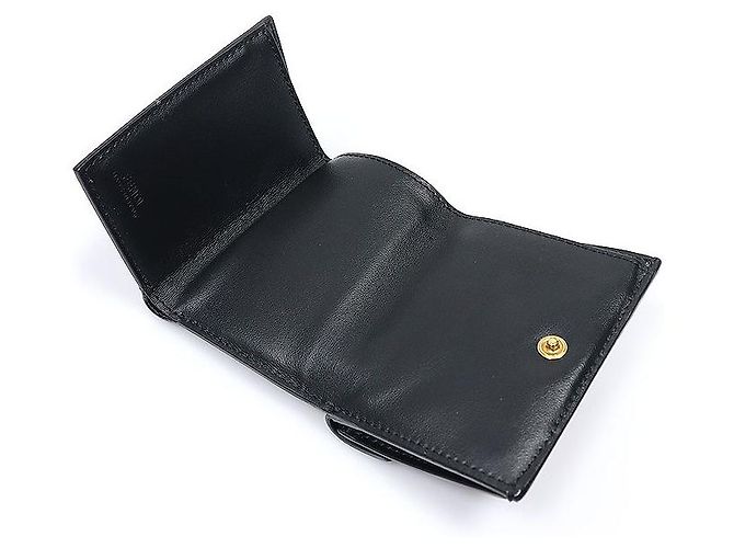 Fendi Micro Portafoglio Mini Trifold in Pelle Nera con Logo FF - vista 6