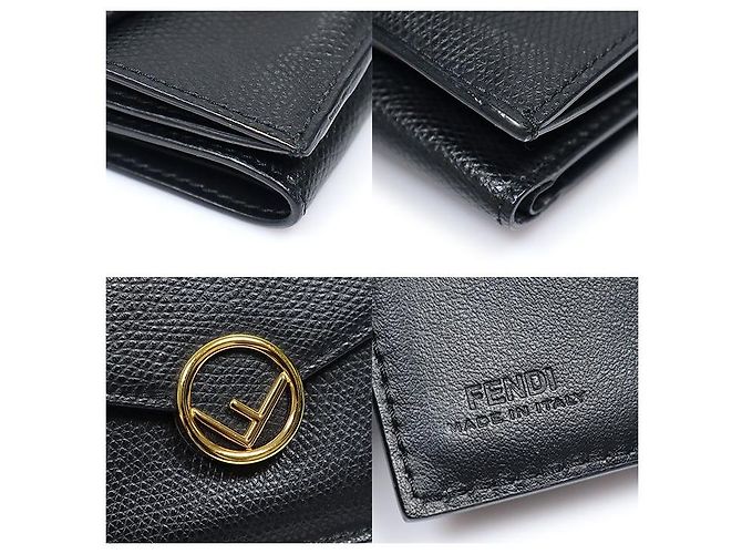 Fendi Micro Portafoglio Mini Trifold in Pelle Nera con Logo FF - vista 7