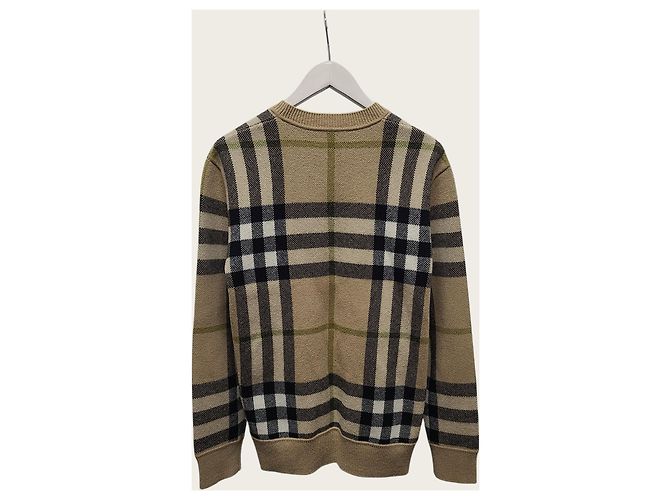 Burberry Kaschmir-Strickpullover mit Rundhalsausschnitt in beige Tartan-Karo - Ansicht 4