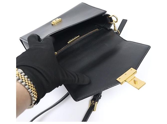 Tory Burch Borsa a mano Juliet Small Top Handle in pelle nera - vista 5
