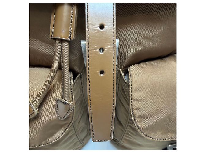 Prada Zaino in nylon bicolore marrone Medium - vista 12