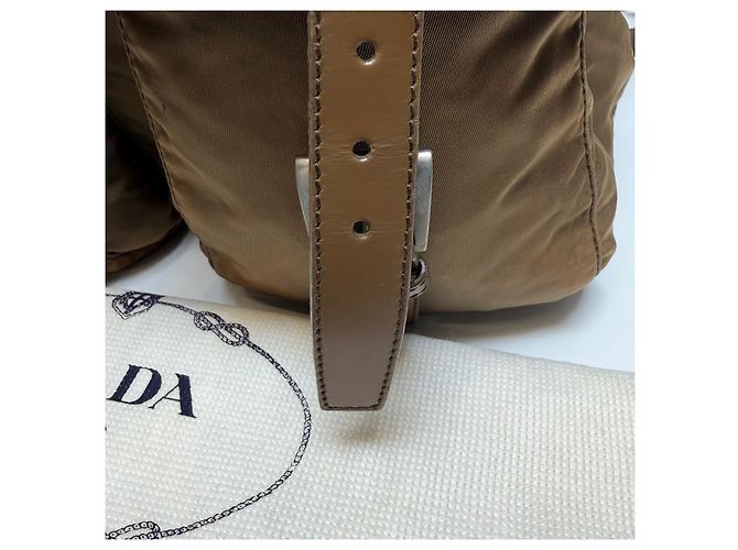 Prada Zaino in nylon bicolore marrone Medium - vista 13