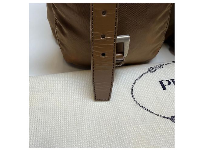 Prada Zaino in nylon bicolore marrone Medium - vista 14