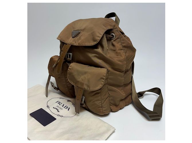 Prada Zaino in nylon bicolore marrone Medium - vista 2