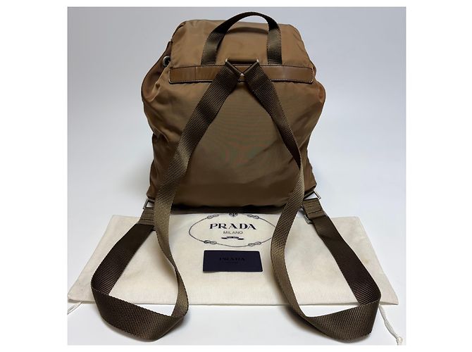 Prada Zaino in nylon bicolore marrone Medium - vista 4