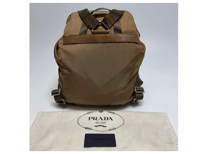 Prada Zaino in nylon bicolore marrone Medium - vista 5