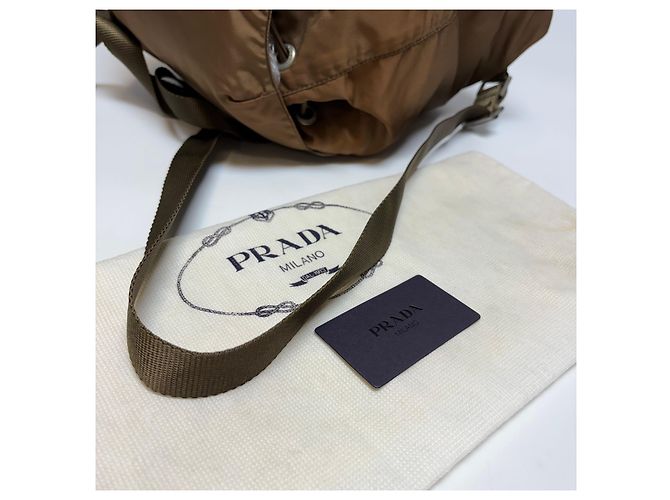 Prada Zaino in nylon bicolore marrone Medium - vista 6