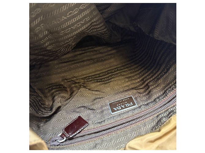 Prada Zaino in nylon bicolore marrone Medium - vista 9